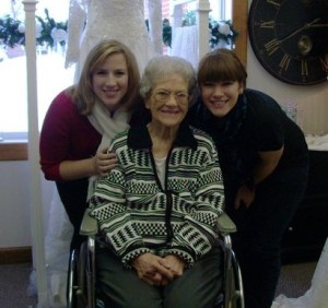 Me and my sister, Rachael, with Great-Grandma Near.