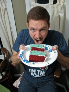 I dyed the confetti cake blue ... or tried to!