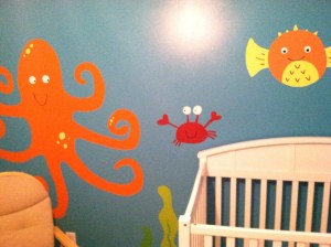 Octopus, crab, and pufferfish.